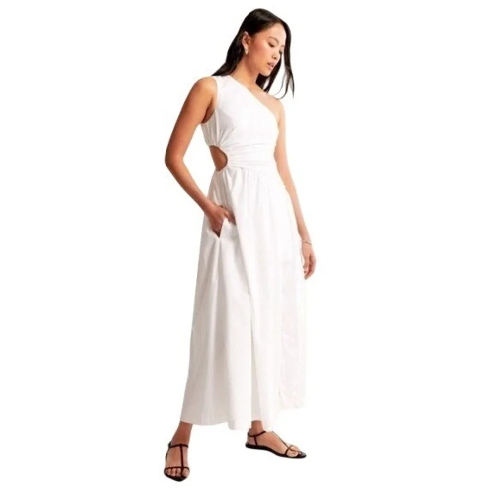 Abercrombie & Fitch Fiore One Shoulder Maxi Dress‎ XL Cutout High Slit NWOT